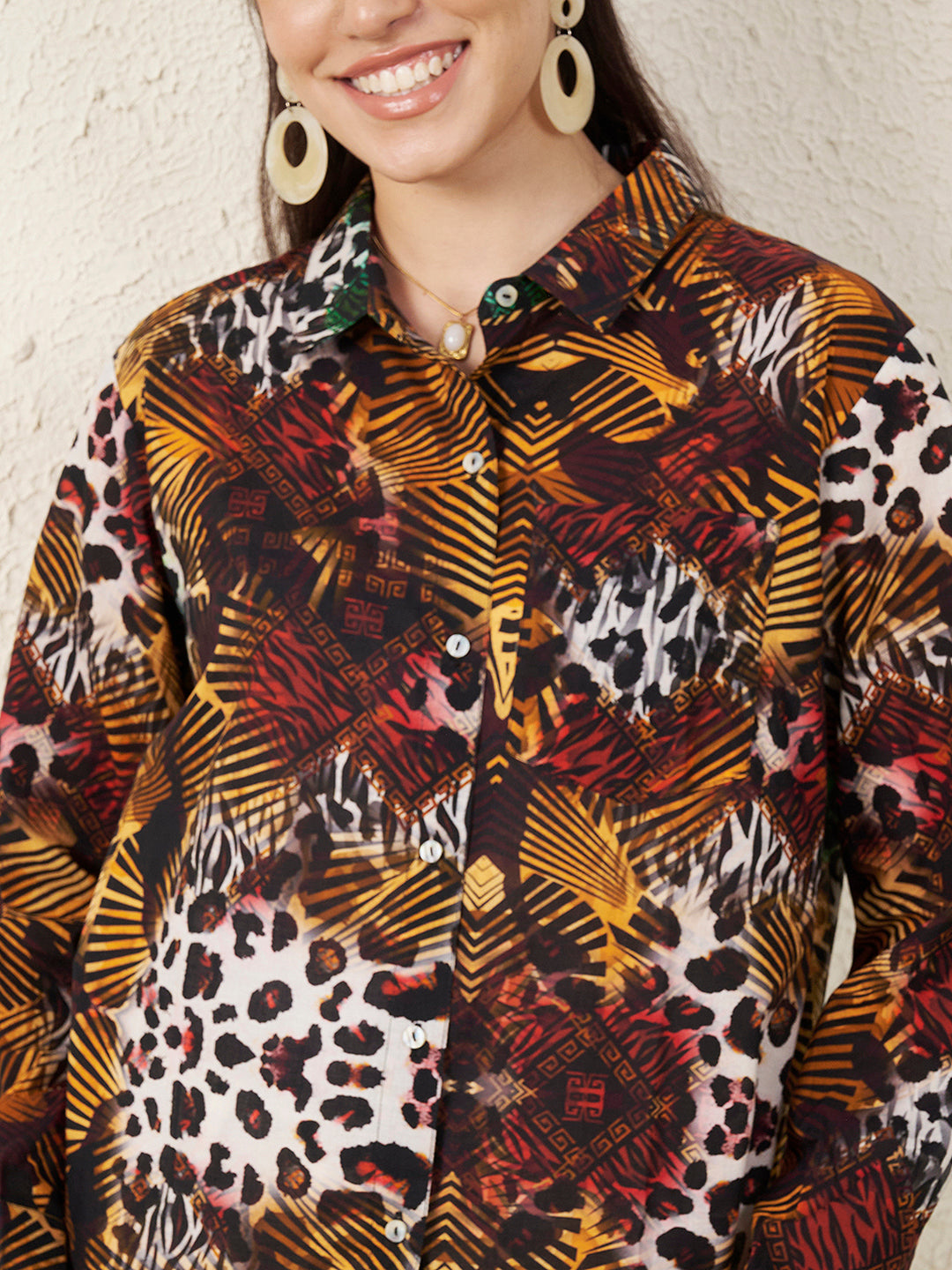 Women’s Multicolor Animal & Abstract Print Shirt