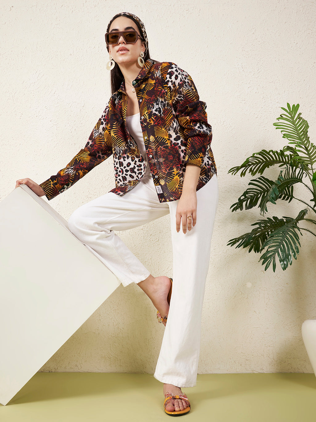 Women’s Multicolor Animal & Abstract Print Shirt