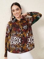 Women’s Multicolor Animal & Abstract Print Shirt