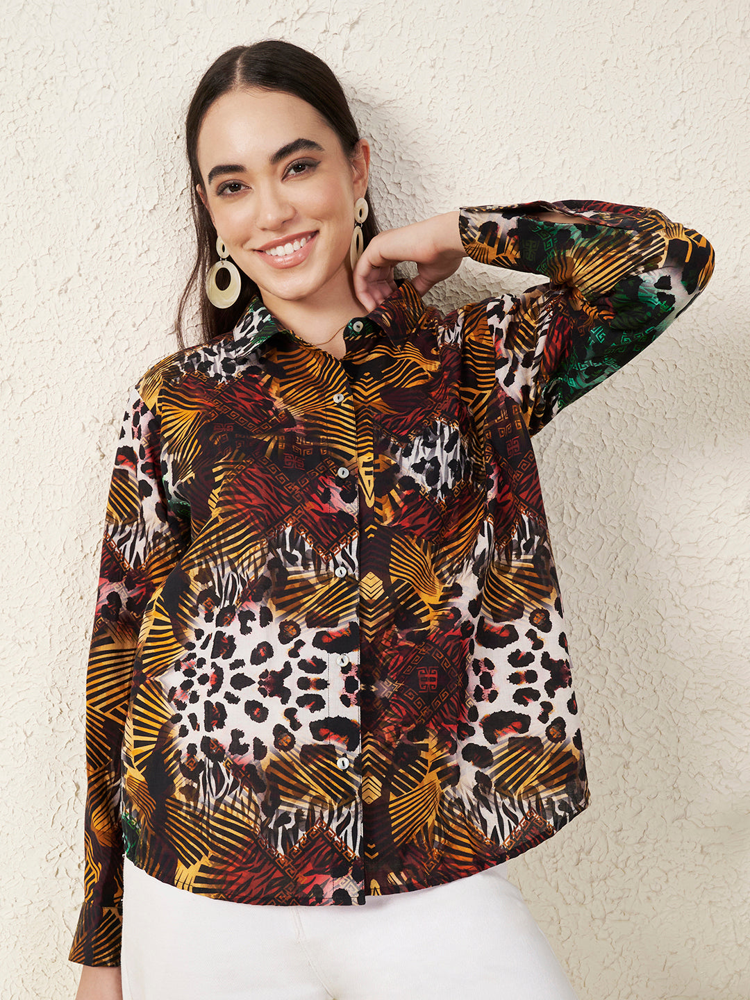 Women’s Multicolor Animal & Abstract Print Shirt