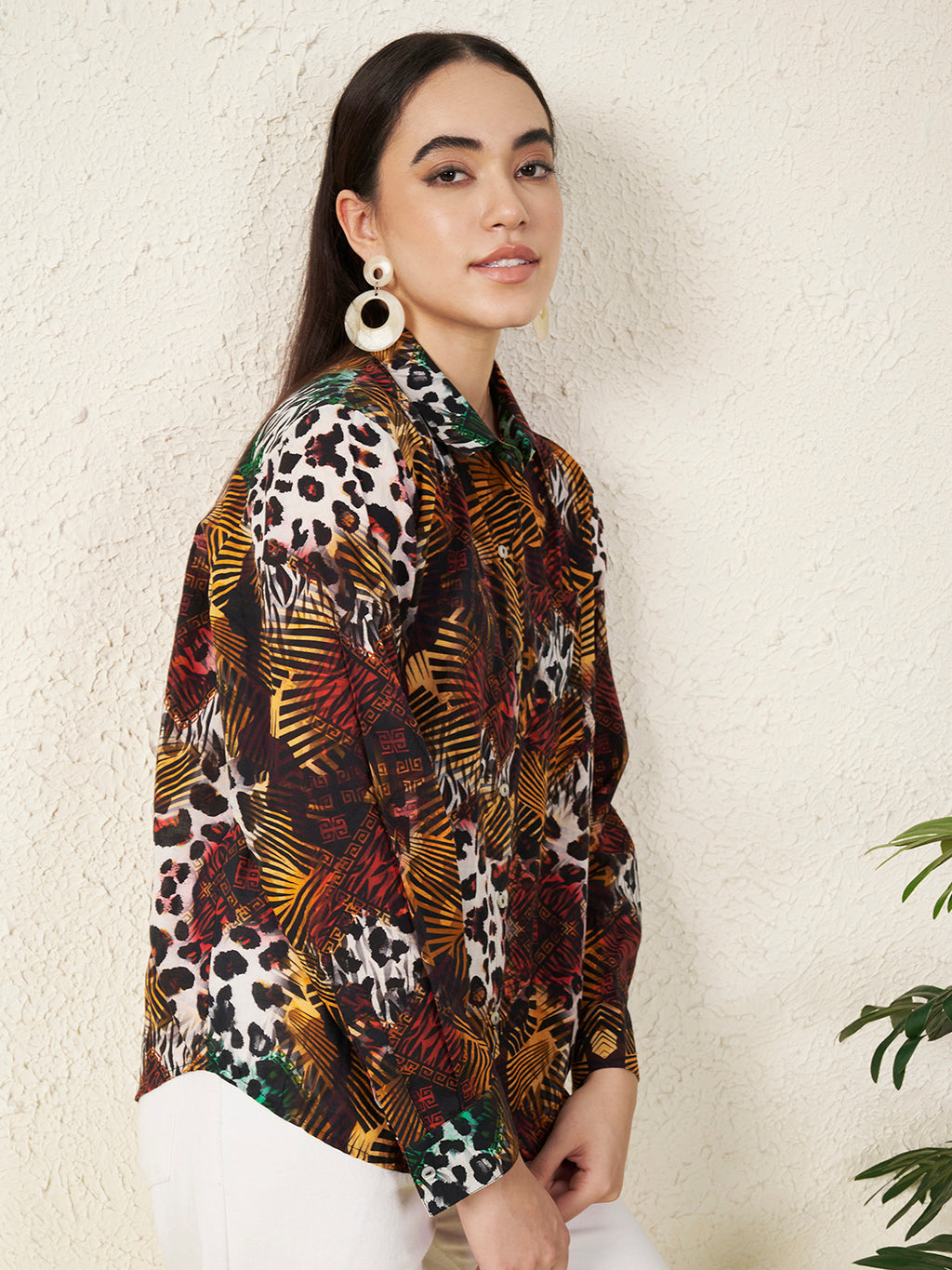 Women’s Multicolor Animal & Abstract Print Shirt