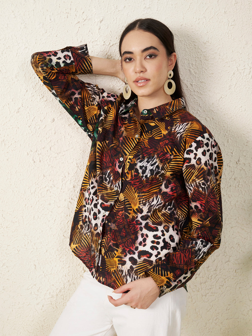Women’s Multicolor Animal & Abstract Print Shirt