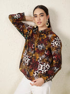 Women’s Multicolor Animal & Abstract Print Shirt