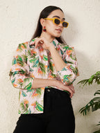 Women’s Pink Tropical Leaf & Floral Print Shirt