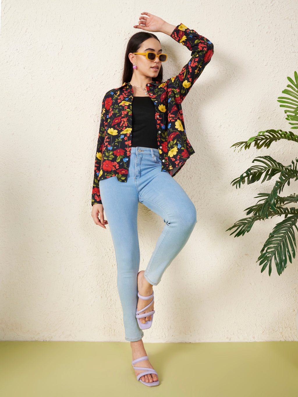 Women’s Black Floral Print Shirt