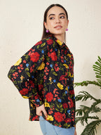 Women’s Black Floral Print Shirt