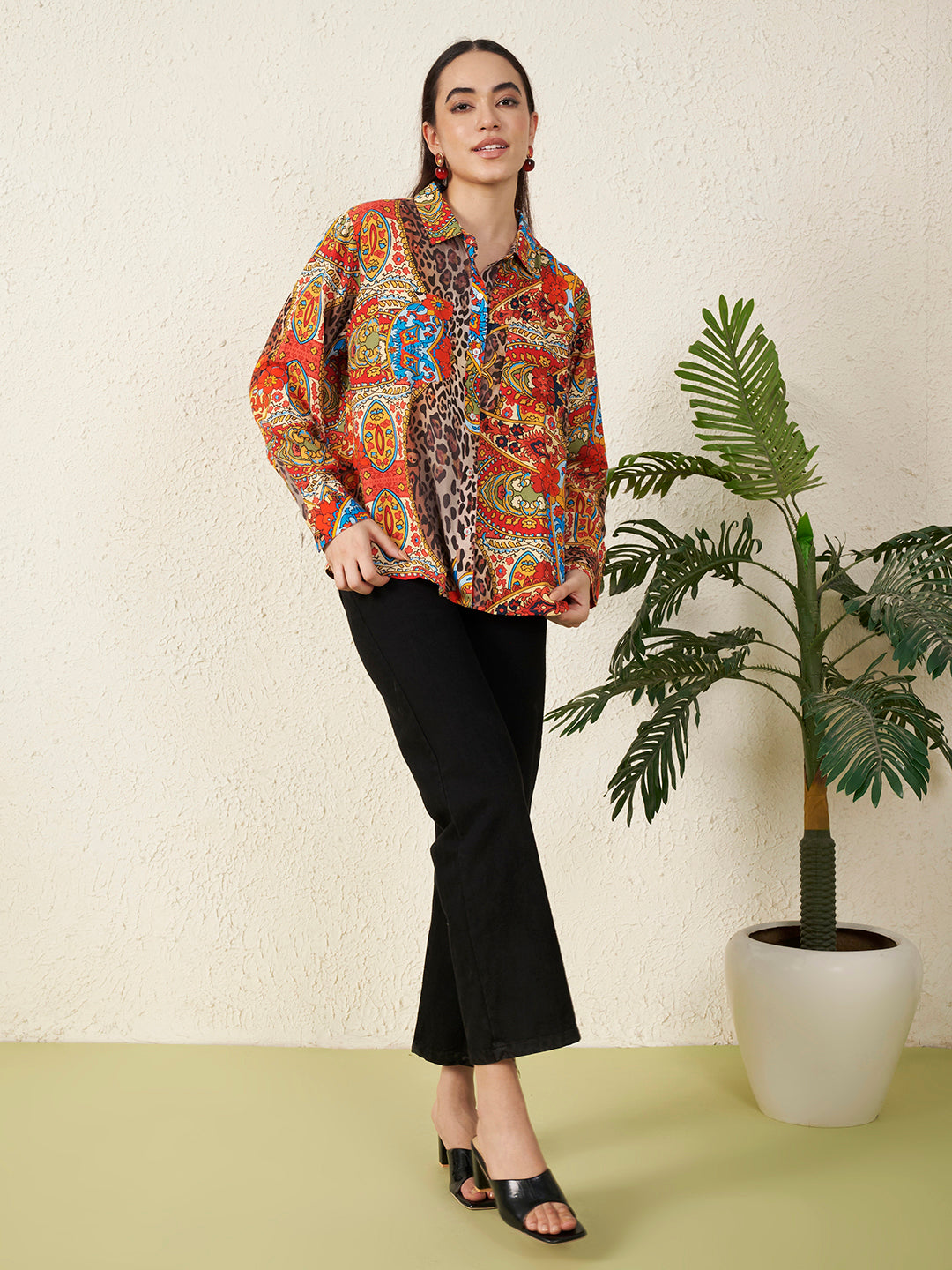 Women’s Multicolor Paisley & Animal Print Shirt