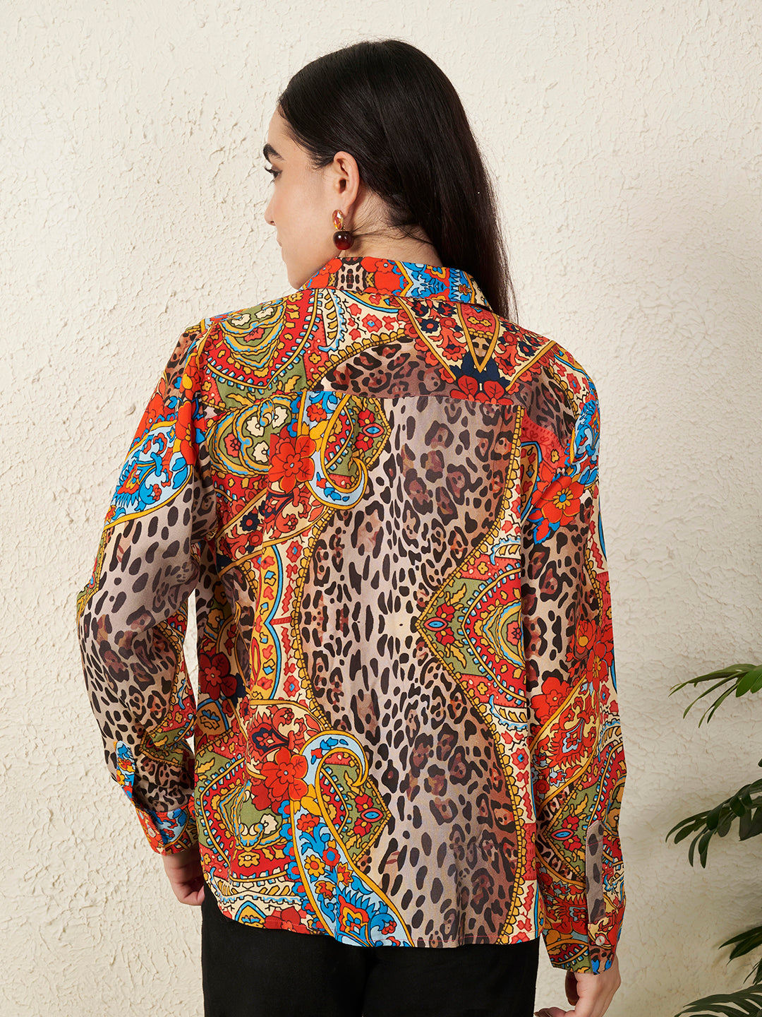 Women’s Multicolor Paisley & Animal Print Shirt
