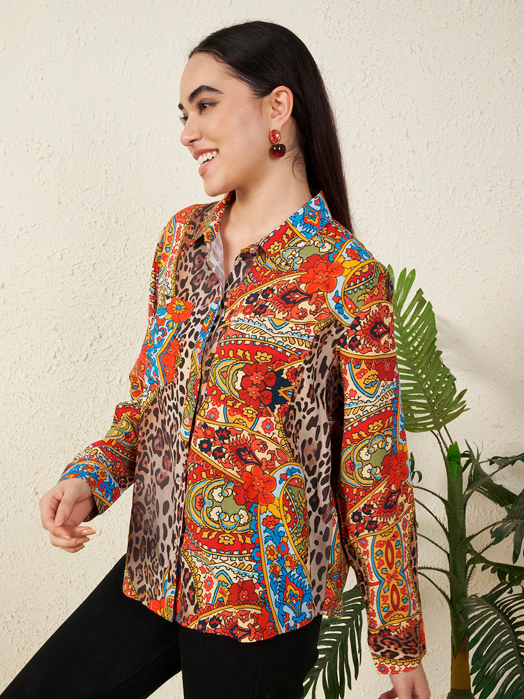 Multicolor Paisley & Animal Print Shirt