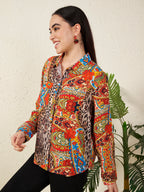 Multicolor Paisley & Animal Print Shirt