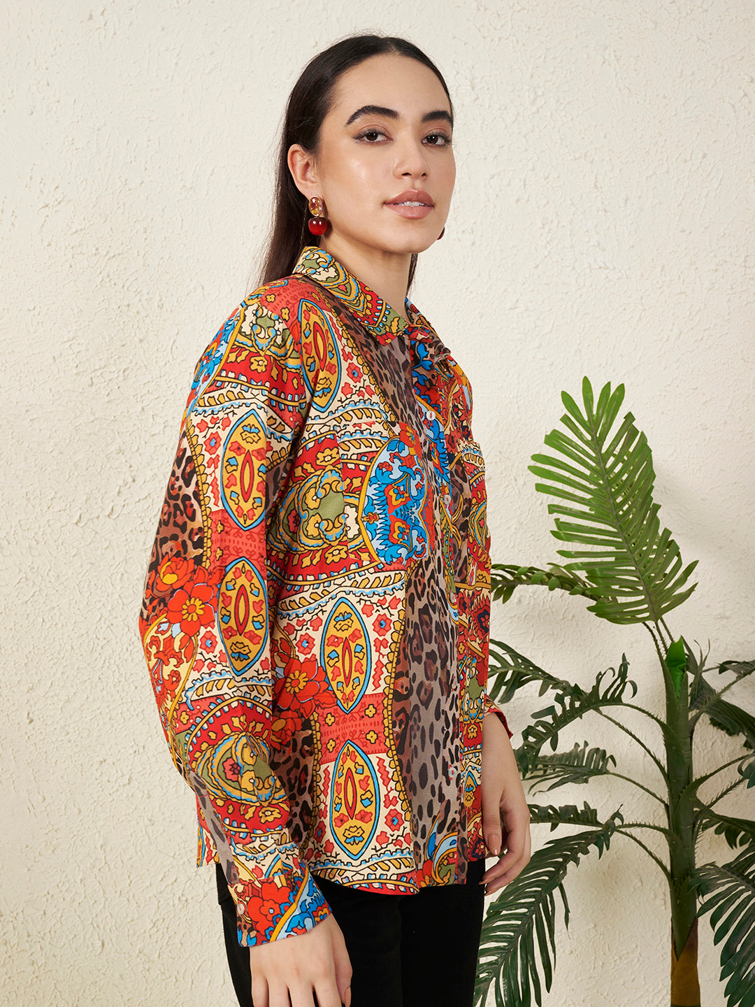 Women’s Multicolor Paisley & Animal Print Shirt