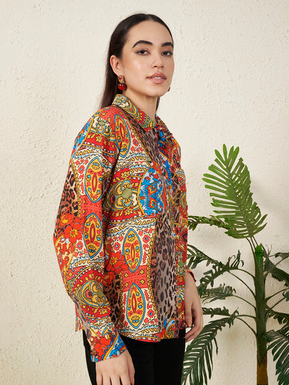 Women’s Multicolor Paisley & Animal Print Shirt