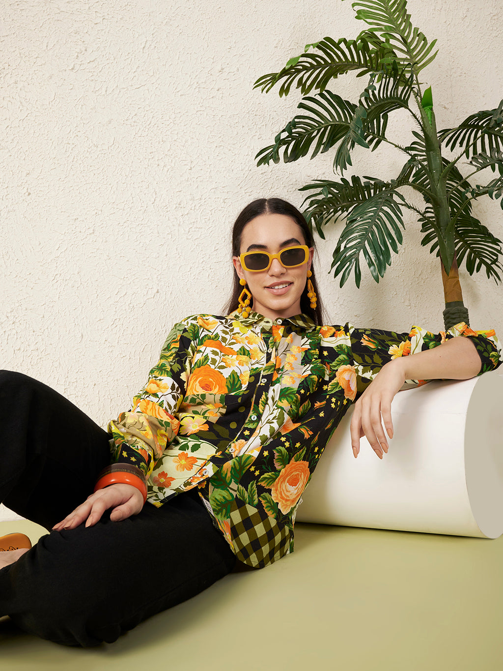 Women’s Yellow Floral motif Shirt