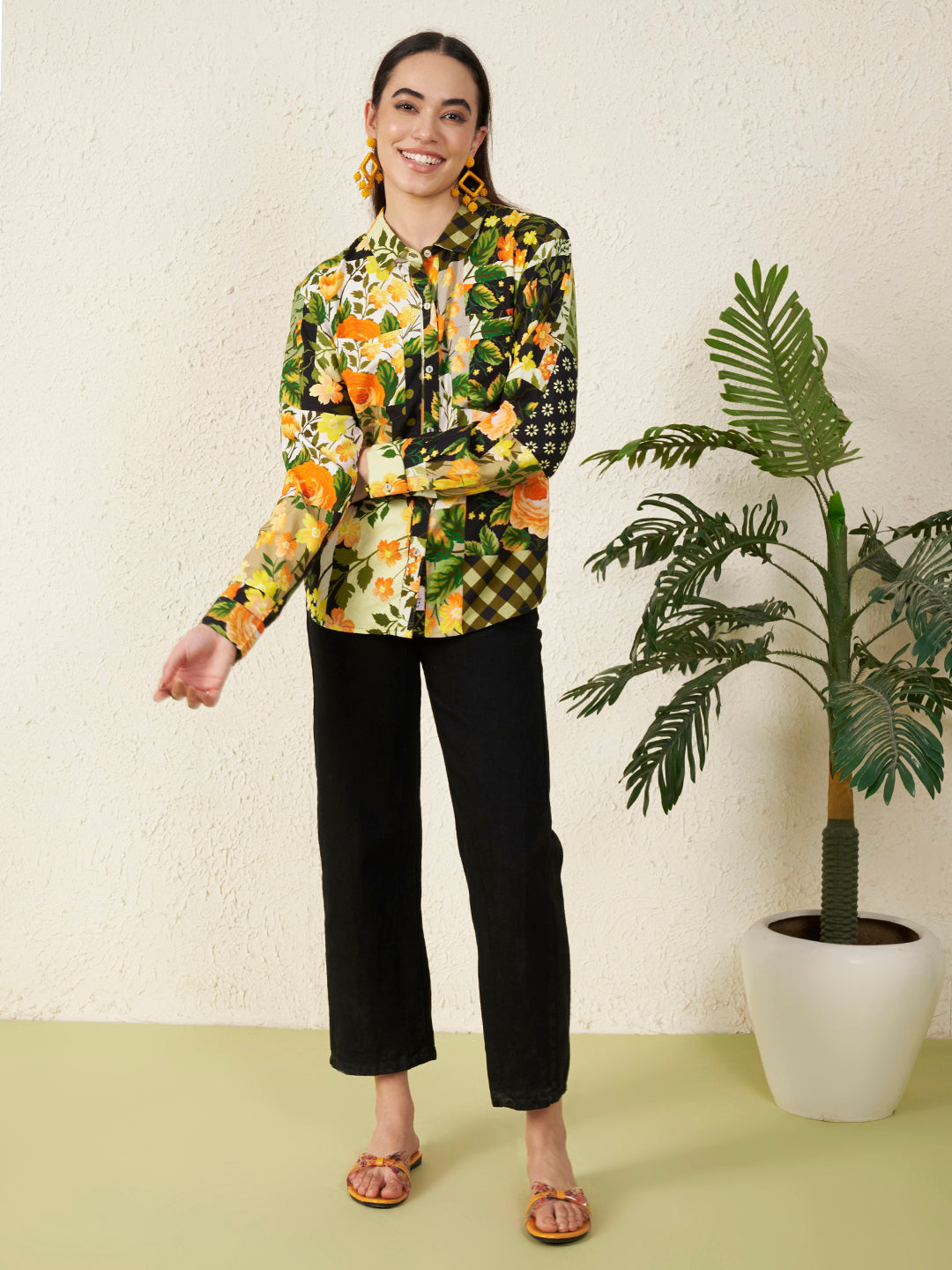 Women’s Yellow Floral motif Shirt