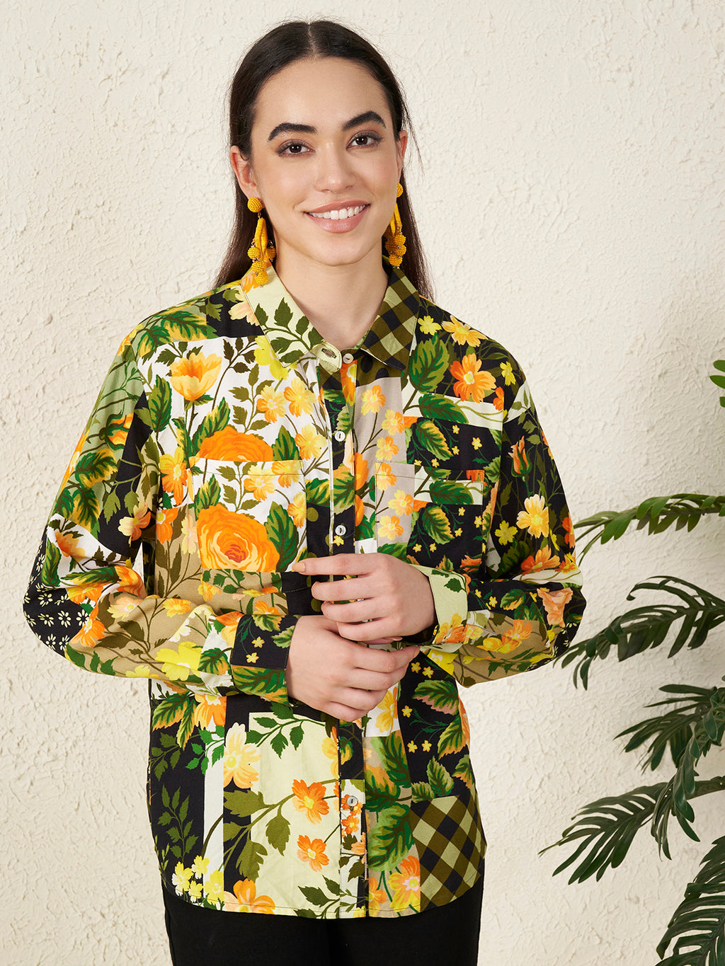 Women’s Yellow Floral motif Shirt