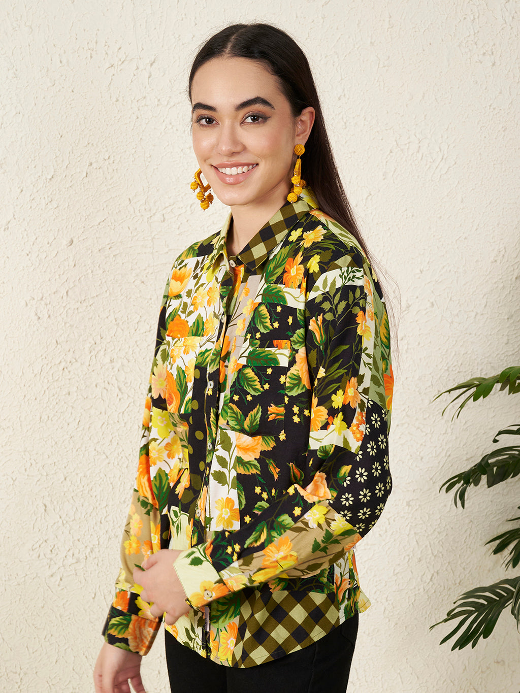 Women’s Yellow Floral motif Shirt