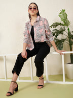 Women’s Pink Monstera Leaf Print Shirt