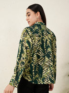 Women’s Green Abstract Tropical Print Shirt