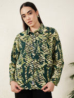 Women’s Green Abstract Tropical Print Shirt