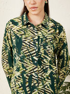 Women’s Green Abstract Tropical Print Shirt
