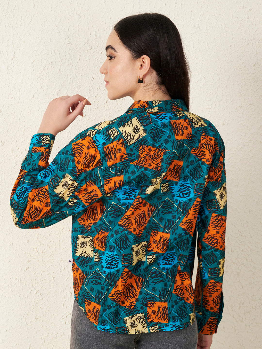Women’s Multicolor Patch Abstract Print Shirt