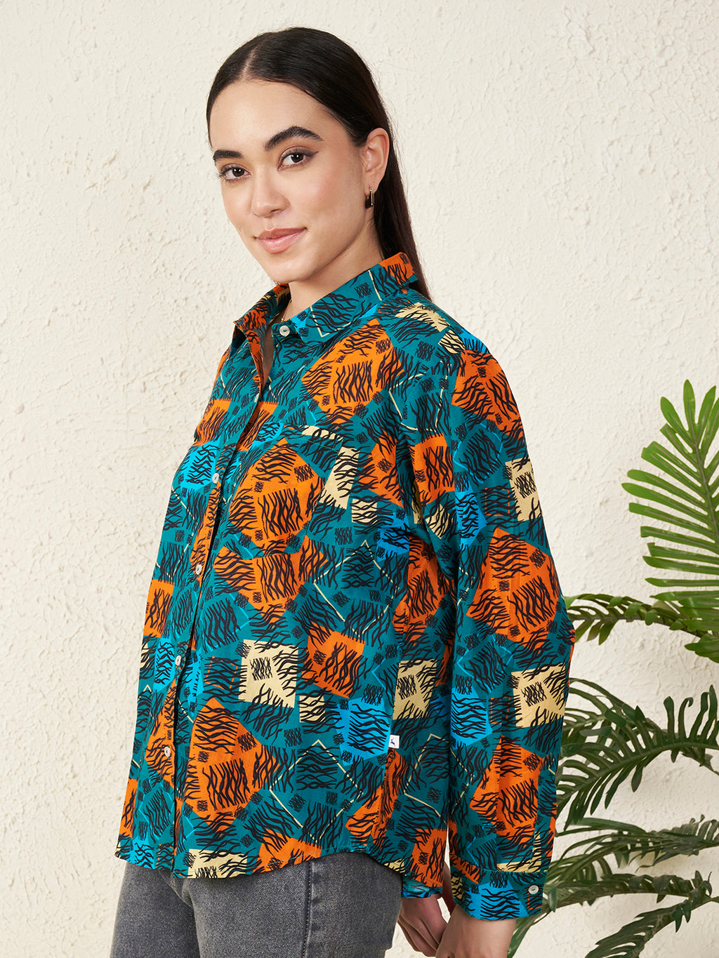 Women’s Multicolor Patch Abstract Print Shirt