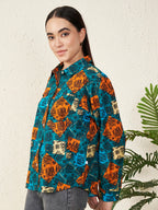Women’s Multicolor Patch Abstract Print Shirt
