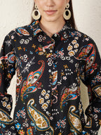Women’s Black Paisley & Floral Print Shirt