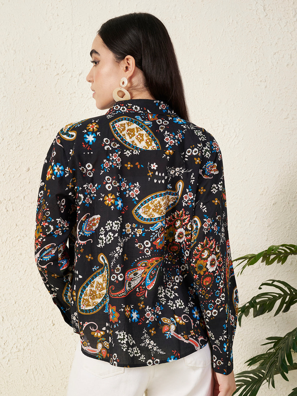 Women’s Black Paisley & Floral Print Shirt