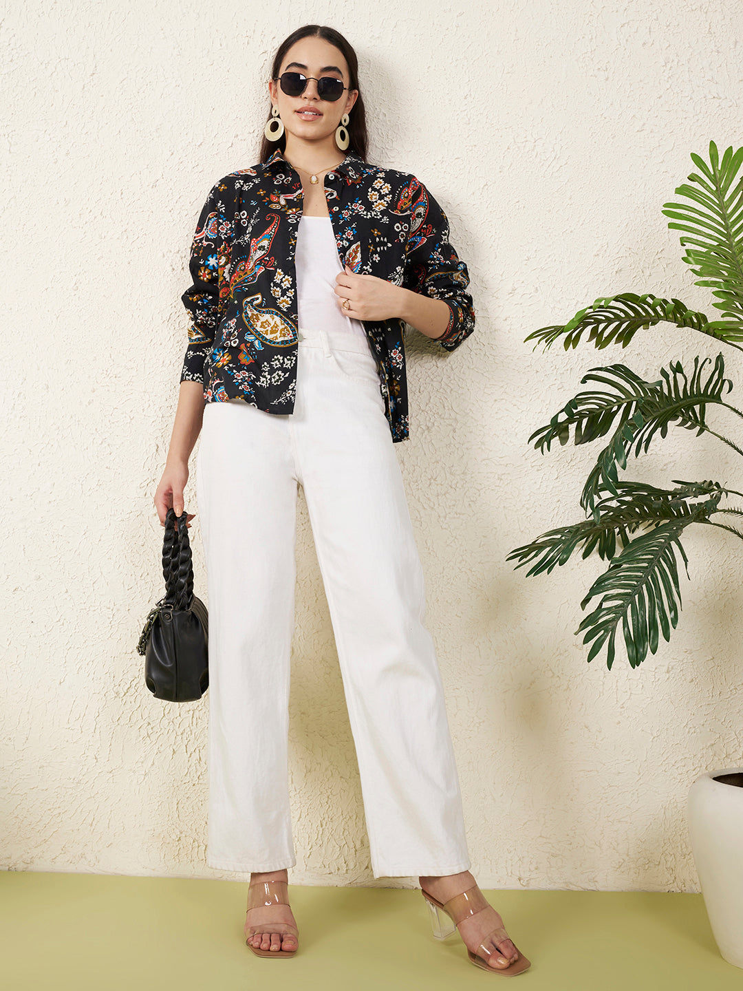 Women’s Black Paisley & Floral Print Shirt