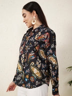 Women’s Black Paisley & Floral Print Shirt