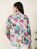 Women’s Multicolor Watercolor Floral Print Shirt