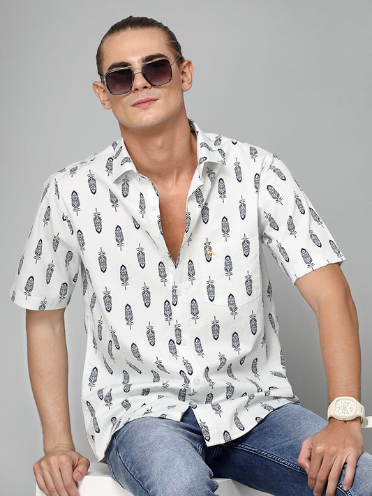 Valbone Men Printed Giza Cotton Casual half sleeves Shirt