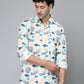 Valbone Men's Abstract Printed Giza Cotton Casual Shirt