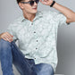 Valbone Men's Leaf Printed Giza Cotton Casual Shirt