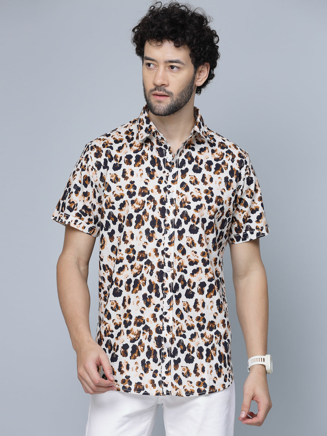 Valbone Men Animal Printed Giza Cotton Casual Shirt