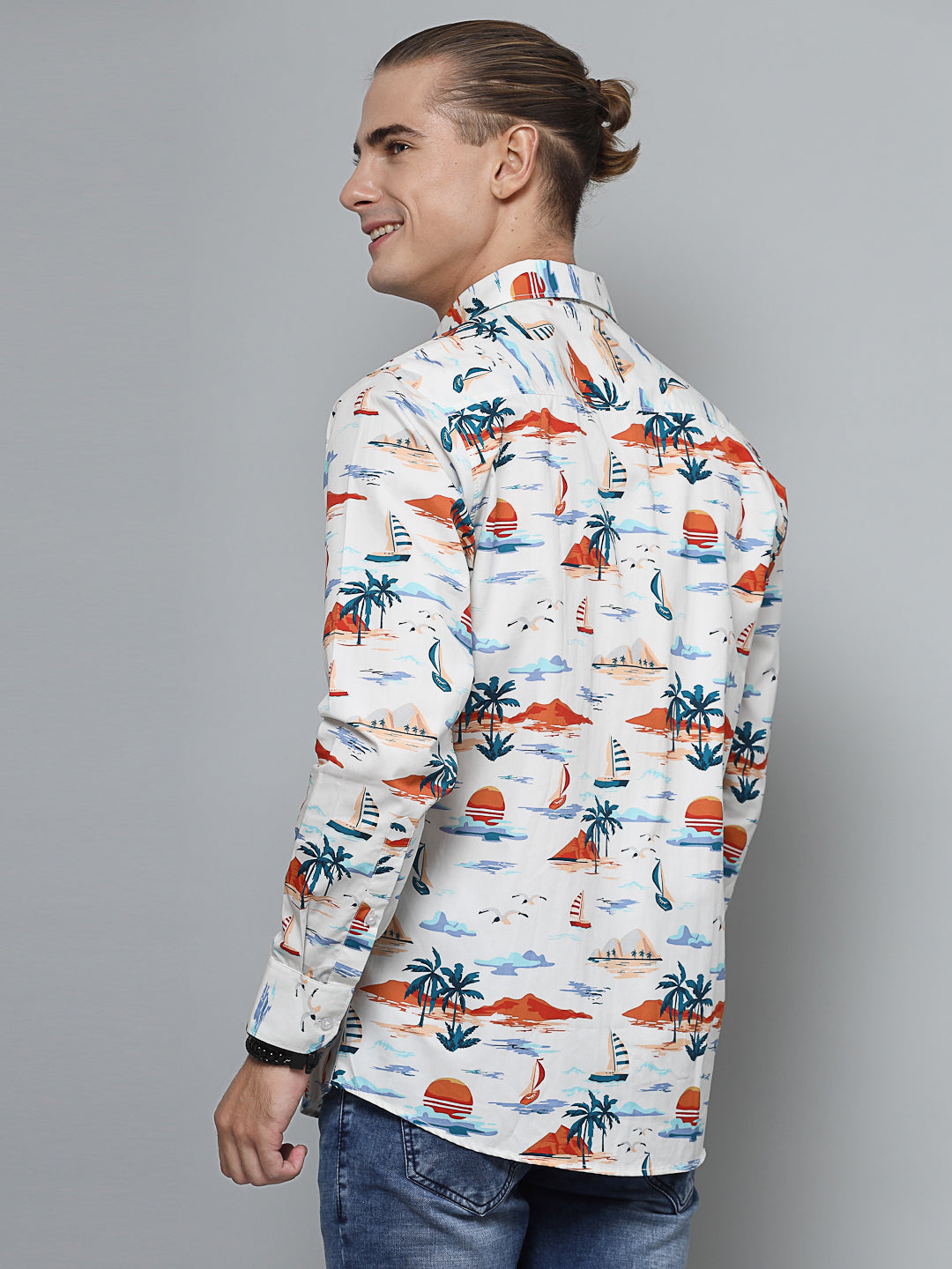 Valbone Men`s Paisley Printed Giza Cotton Casual Shirt