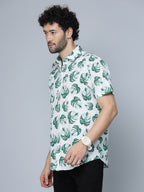 Valbone Men Leaf  Printed Giza Cotton Casual half sleeves Shirt
