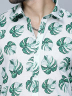 Valbone Men Leaf  Printed Giza Cotton Casual half sleeves Shirt