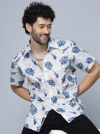 Valbone Men Abstract Printed Giza Cotton Casual half sleeves Shirt
