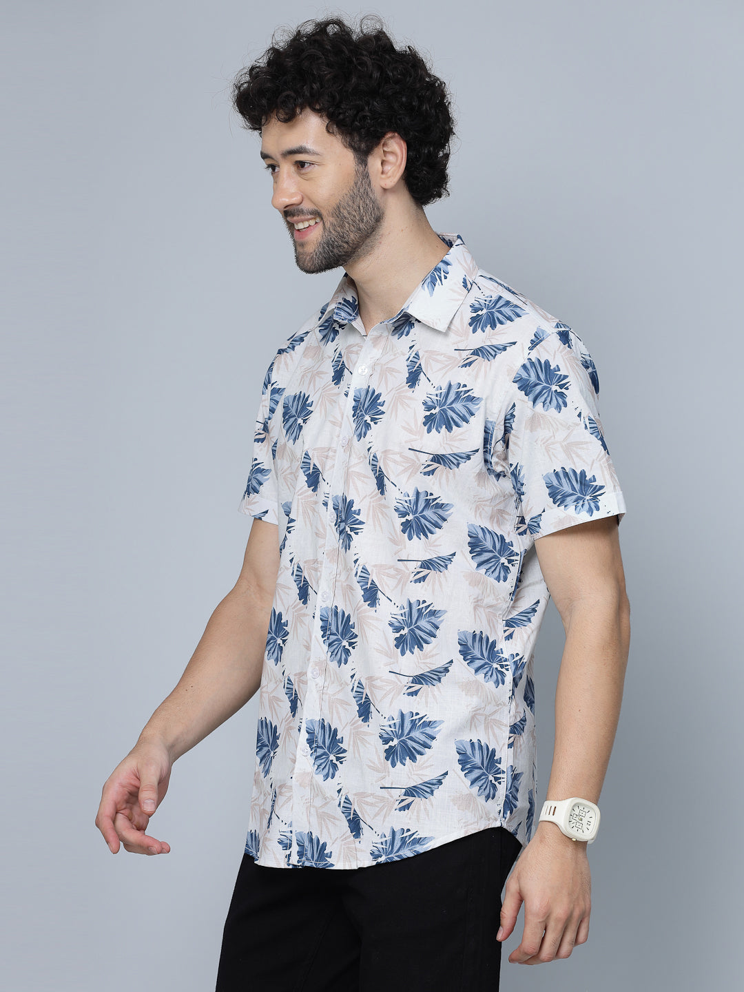 Valbone Men Abstract Printed Giza Cotton Casual half sleeves Shirt