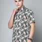 Valbone Men's Leaf Printed Giza Cotton Casual Shirt