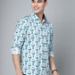 Valbone Men's Abstract Printed Giza Cotton Casual Shirt