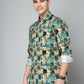 Valbone Men's Geometrical Printed Giza Cotton Casual Shirt