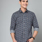 Valbone Men's Abstract Printed Giza Cotton Casual Shirt