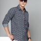 Valbone Men's Abstract Printed Giza Cotton Casual Shirt