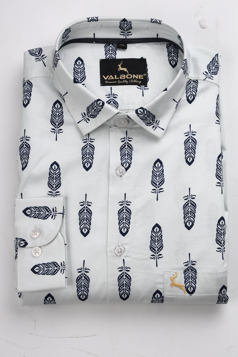 Valbone Men Abstract Printed Giza Cotton Casual Shirt