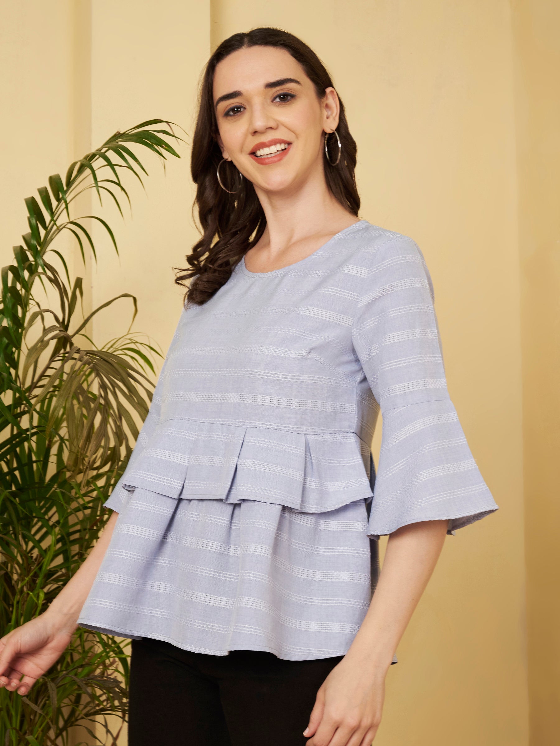 Layered Peplum Flare Top