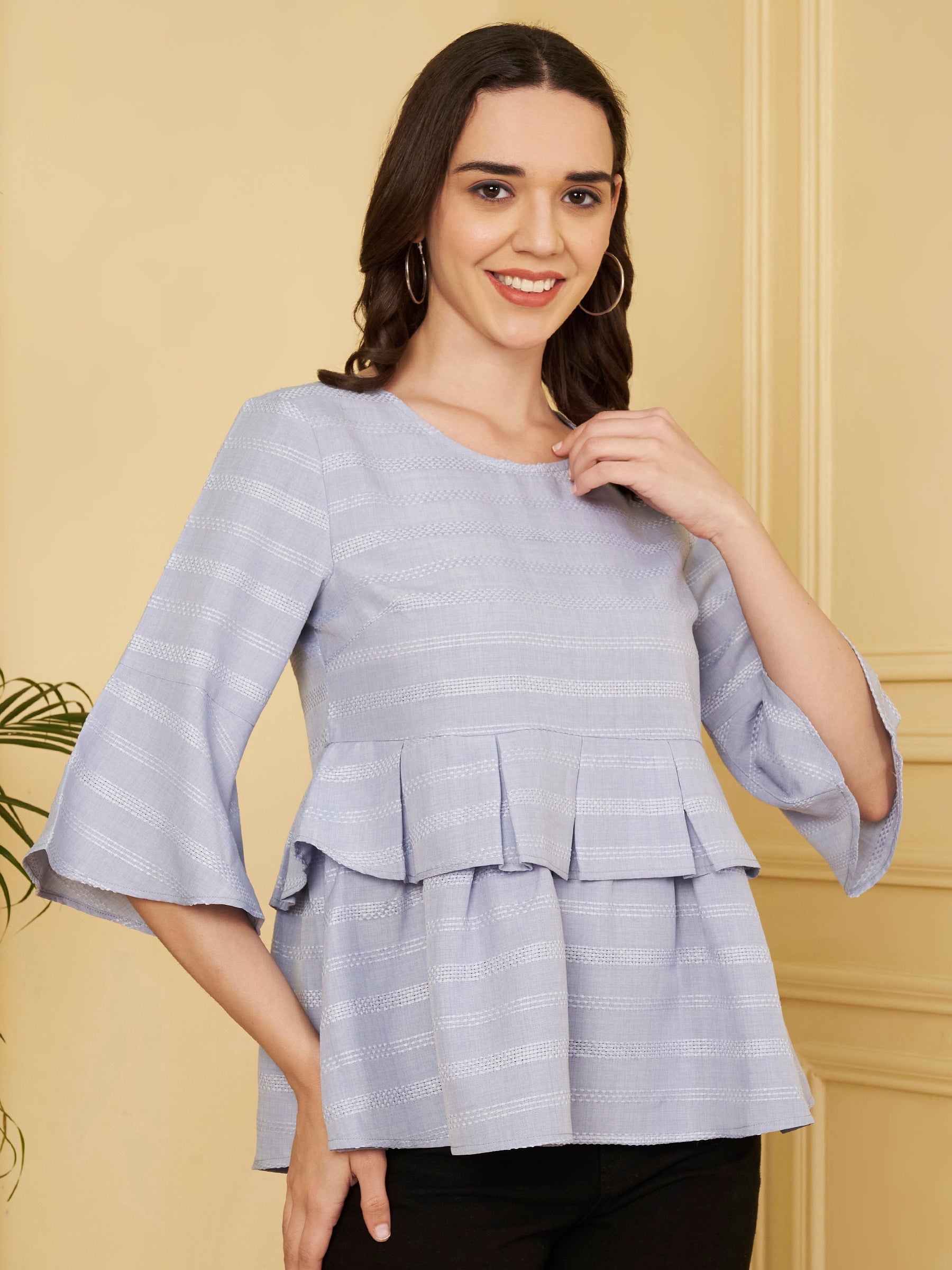 Layered Peplum Flare Top