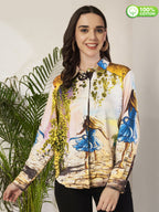 Women's Artistic Girl Print Full Sleeve Button-Down Shirt